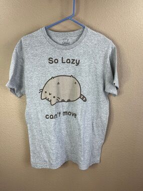 Pusheen Gray Graphic Tee with Brown Cat Print